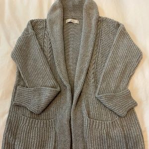 Abercrombie Grey Shaw Collar Cable Knit Cardigan Womens Small